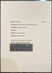 Justin Herbert #MM-JH Football Cards 2023 Panini Plates and Patches Marquee Marks Prices