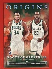 Giannis Antetokounmpo, Khris Middleton [Red] #11 Basketball Cards 2022 Panini Origins Roots Of Greatness Prices