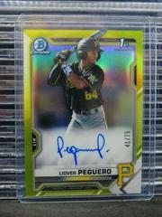 Liover Peguero [Yellow Refractor] #CPA-LP Baseball Cards 2021 Bowman Chrome Prospect Autographs Prices