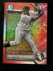 Oscar Colas [Red Shimmer Refractor] #BCP-152 Baseball Cards 2022 Bowman Chrome Prospects Prices