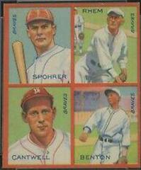 Benton, Cantwell, Rhem, Spohrer #8L Baseball Cards 1935 Goudey 4 in 1 Prices