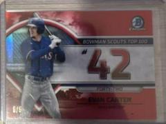 Evan Carter [Red] #BTP-42 Baseball Cards 2023 Bowman Scouts Top 100 Prices