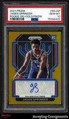 Jaden Springer [Gold Wave] Basketball Cards 2021 Panini Prizm Rookie Signatures Prices