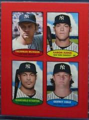 Thurman Munson, Aaron Judge, Giancarlo Stanton, Gerrit Cole [Red] Baseball Cards 2023 Topps Heritage 1974 Stamps Prices