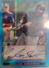 Carlos Santana [Blue Refractor Autograph] #BCP108 Baseball Cards 2009 Bowman Chrome Prospects Prices