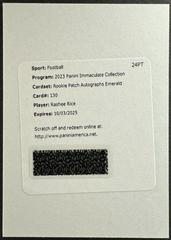 Rashee Rice [Emerald] #23 Football Cards 2023 Panini Immaculate Signature Patch Rookie Prices