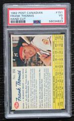 Frank Thomas [Hand Cut] #151 Baseball Cards 1962 Post Canadian Prices