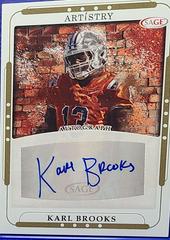 Karl Brooks #ART-KB Football Cards 2023 Sage Artistry Autographs Prices