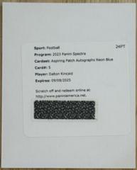 Dalton Kincaid [Neon Blue] #5 Football Cards 2023 Panini Spectra Aspiring Patch Autograph Prices