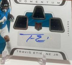 Travis Etienne Jr. #MJA-TET Football Cards 2021 Panini Chronicles Momentum Triple Jersey Autographs Prices