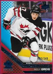 Ridly Greig [Blue] #PM-38 Hockey Cards 2022 Upper Deck Team Canada Juniors Prospectus Momentous Prices