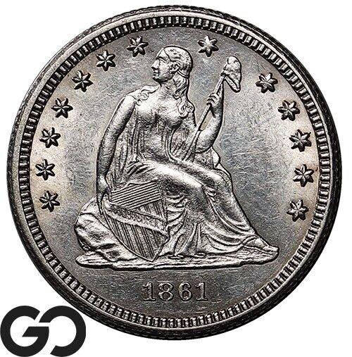 1861 Coins Seated Liberty Quarter