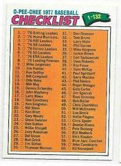 Checklist 1-132 #124 Baseball Cards 1977 O Pee Chee Prices