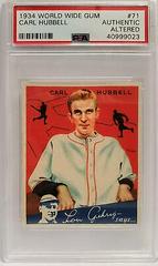 Carl Hubbell #71 Baseball Cards 1934 World Wide Gum Prices