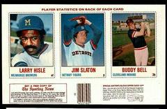 Buddy Bell, Jim Slaton, Larry Hisle [Hand Cut Panel] Baseball Cards 1978 Hostess Prices