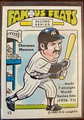 Thurman Munson Baseball Cards 1980 Laughlin Famous Feats Prices