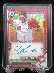 Ruben Ibarra [Red Wave Refractor] Baseball Cards 2021 Bowman Draft Pick Chrome Autographs Prices