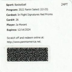 Ja Morant [Red] #IFS-J Basketball Cards 2022 Panini Select In Flight Signatures Prices