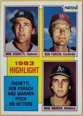 1983 Highlight [Forsch, Righetti, Warren] #5 Baseball Cards 1984 Topps Nestle Prices