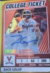 Zack Gelof [Signature Gold] #32 Baseball Cards 2022 Panini Elite Extra Edition College Tickets Optic Prices