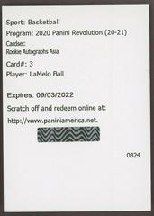 LaMelo Ball [Asia] Basketball Cards 2020 Panini Revolution Rookie Autographs Prices