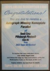 Oneil Cruz [Missing Nameplate] #GQA-OC Baseball Cards 2022 Topps Gypsy Queen Autographs Prices