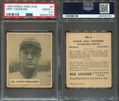Arky Vaughan #6 Baseball Cards 1936 World Wide Gum Prices