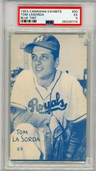 Tom Lasorda [Blue Tint] #50 Baseball Cards 1953 Canadian Exhibits Prices