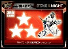 Thatcher Demko Hockey Cards 2021 Upper Deck Credentials 3rd Star of the Night Prices
