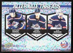 Mathew Barzal, Adam Pelech, Ilya Sorokin Hockey Cards 2023 Upper Deck MVP Alternate Threads Prices