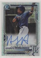 Heriberto Hernandez [Orange Refractor] Baseball Cards 2021 Bowman Chrome Mega Box Mojo Autographs Prices