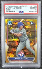 Wyatt Langford [Gold Sapphire] #BDC-106 Baseball Cards 2023 Bowman Draft Chrome Sapphire Prices