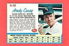 Andy Carey [Hand Cut] #52 Baseball Cards 1962 Post Cereal Prices