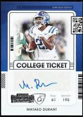 Mataeo Durant #CCT-MDU Football Cards 2022 Panini Chronicles Draft Picks Contenders College Ticket Autograph Prices