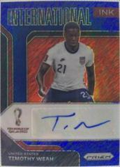 Timothy Weah [Blue Shimmer] Soccer Cards 2022 Panini Prizm World Cup International Ink Autograph Prices