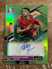 Matheus Nunes [Neon Green Refractor] #BCA-MN Soccer Cards 2023 Topps Finest Road to UEFA EURO Autograph Prices