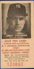 Jerry Coleman Baseball Cards 1954 NY Journal American Prices