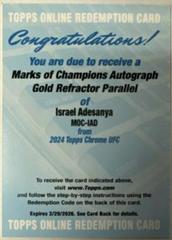 Israel Adesanya [Gold Refractor] #MOC-IAD Ufc Cards 2024 Topps Chrome UFC Marks of Champions Autograph Prices