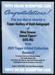 Riley Greene #GOG-RG Baseball Cards 2023 Topps Gilded Collection Gallery of Gold Autographs Prices