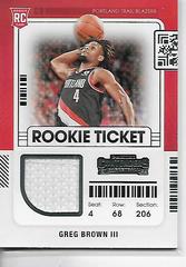 Greg Brown III Basketball Cards 2021 Panini Contenders Rookie Ticket Swatches Prices