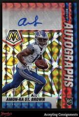 Amon Ra St. Brown [Choice Fusion Red Yellow] #RA-28 Football Cards 2021 Panini Mosaic Rookie Autographs Prices