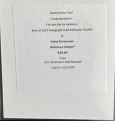 Adley Rutschman [Gold] #B23-AR Baseball Cards 2023 Bowman's Best of Autographs Prices
