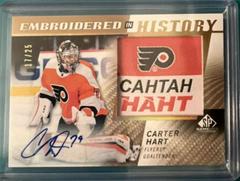 Carter Hart [Autograph] Hockey Cards 2021 SP Game Used Embroidered in History Prices