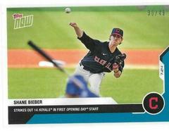 Shane Bieber [Blue] #8 Baseball Cards 2020 Topps Now Prices