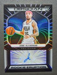 Jose Alvarado [Purple] Basketball Cards 2021 Panini Obsidian Rookie Eruption Signatures Prices