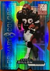 Corey Dillon [Blue Die Cut] #14 Football Cards 1999 Panini Donruss Elite Primary Colors Prices