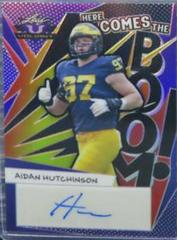 Aidan Hutchinson [Purple] Football Cards 2022 Leaf Valiant Autographs Here Comes the Boom Prices