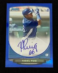 Yasiel Puig [Blue Refractor] #BCAYP Baseball Cards 2013 Bowman Chrome Prospect Autograph Prices