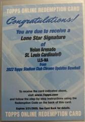 Nolan Arenado Baseball Cards 2022 Stadium Club Chrome Lone Star Signatures Prices