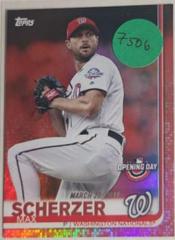 Max Scherzer [Pitching Red Foil] Baseball Cards 2019 Topps Opening Day Prices